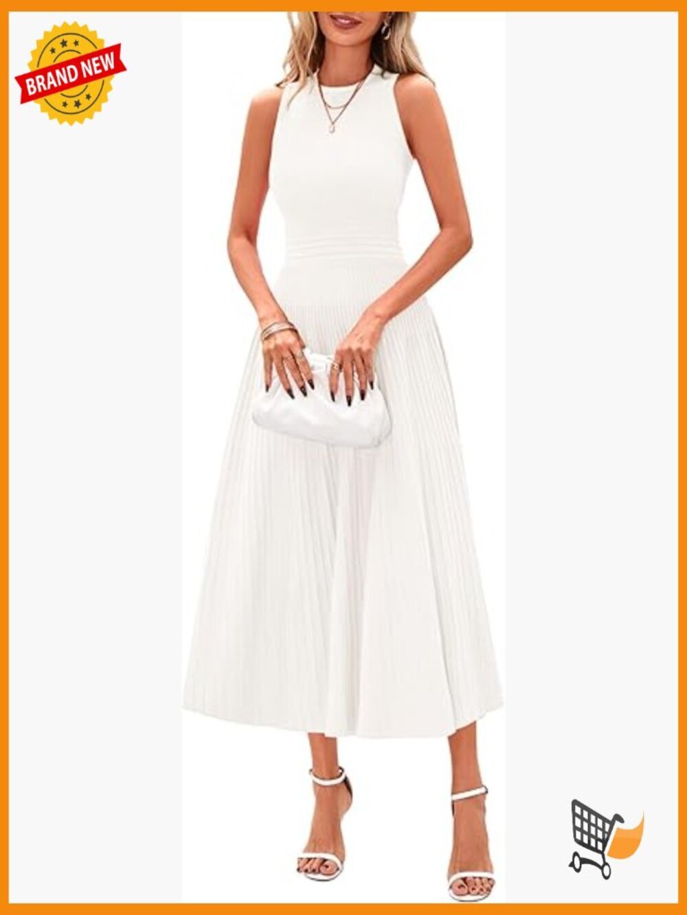 Sleeveless Midi A-Line Pleated Dress - Business Work Cocktail
